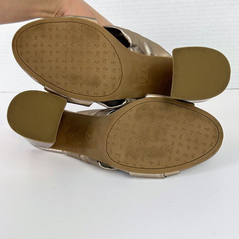 Dolce Vita Knotted Strappy Mule Heels Slide on Sandals Metallic Bronze Gold sz 9 - Picture 7 of 10